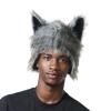 arzgul Anime Wolf Ear Cap for Adult Teens Windproof Warm Head Cover Pullover Earflap Hat for Halloween Party Dressingup view 4