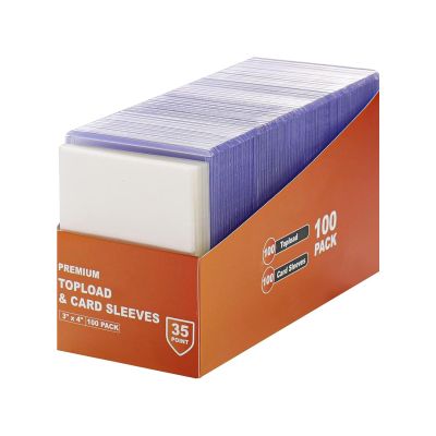 100 Count Clear Card Holders 3X4 Inch Heavy Duty 35PT Sleeves Storage for Frequent Users PVC Card Cases