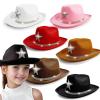 arzgul Sparkling Rhinestones Star Western Hats for Kids Classical Design Headwear for Outdoor and School Event(Brown) view 2