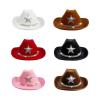 arzgul Sparkling Rhinestones Star Western Hats for Kids Classical Design Headwear for Outdoor and School Event(Brown) view 4