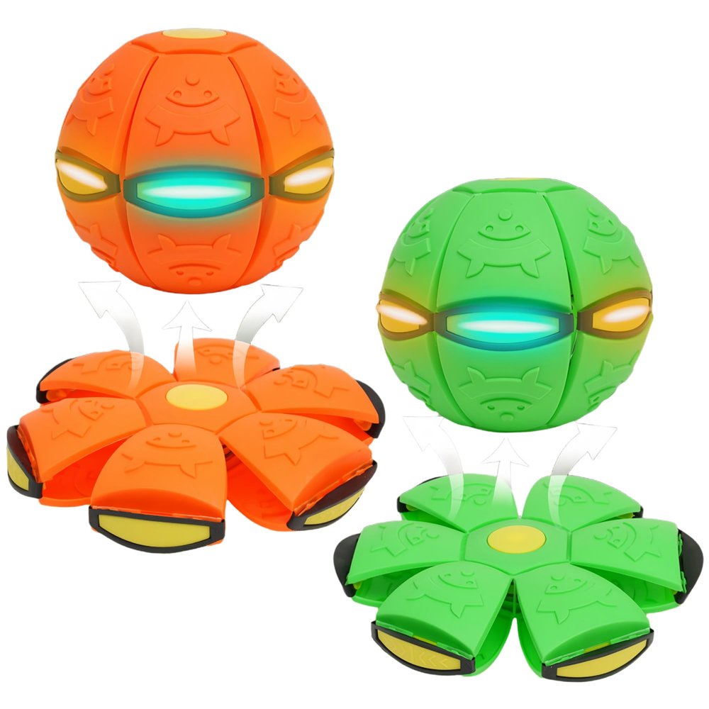 2-Piece Set Dual Form Freely Switchable Magic Bouncing Ball Toy with 6 Light Suitable for Indoor & Outdoor Use