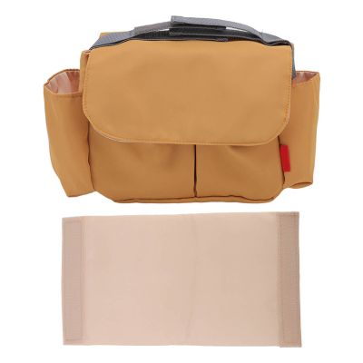 Segrehy Baby Stroller Organizer Nylon Large Capacity Stroller Bag Organizer with Adjustable Straps for Parents On The Go Stylish Yellow 26x20cm