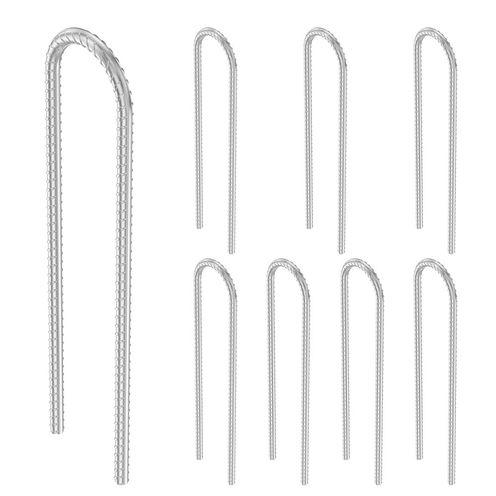 8Pcs Ground Anchor Metal Tent Pegs,Camping Ground Anchors,Windproof Tent Stakes,Fixed Fence Swing Trampoline for Garden Farm(Silver,8)