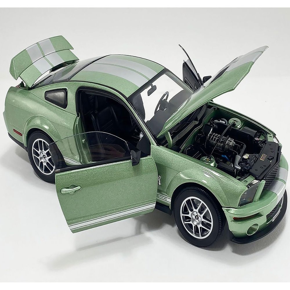 2007 GT500 Lime Green Metallic with Silver Stripes Collectibles Series 1/18 Diecast Model Car by Acme SC18004