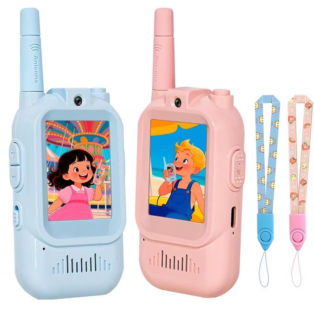 Meining Video Walkie Talkies for Kids 2 Pack, Rechargeable Long Range Two Way Radios Toys for Boys Girls, Indoor & Outdoor Adventure Camping Hiking, Birthday Gifts for 3-12 Years Old