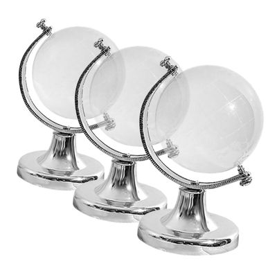 BESPORTBLE 3pcs Small Crystal Globe Desktop Decoration with Base Transparent Rotating World Sphere Ornaments for Office and Home Table Decor