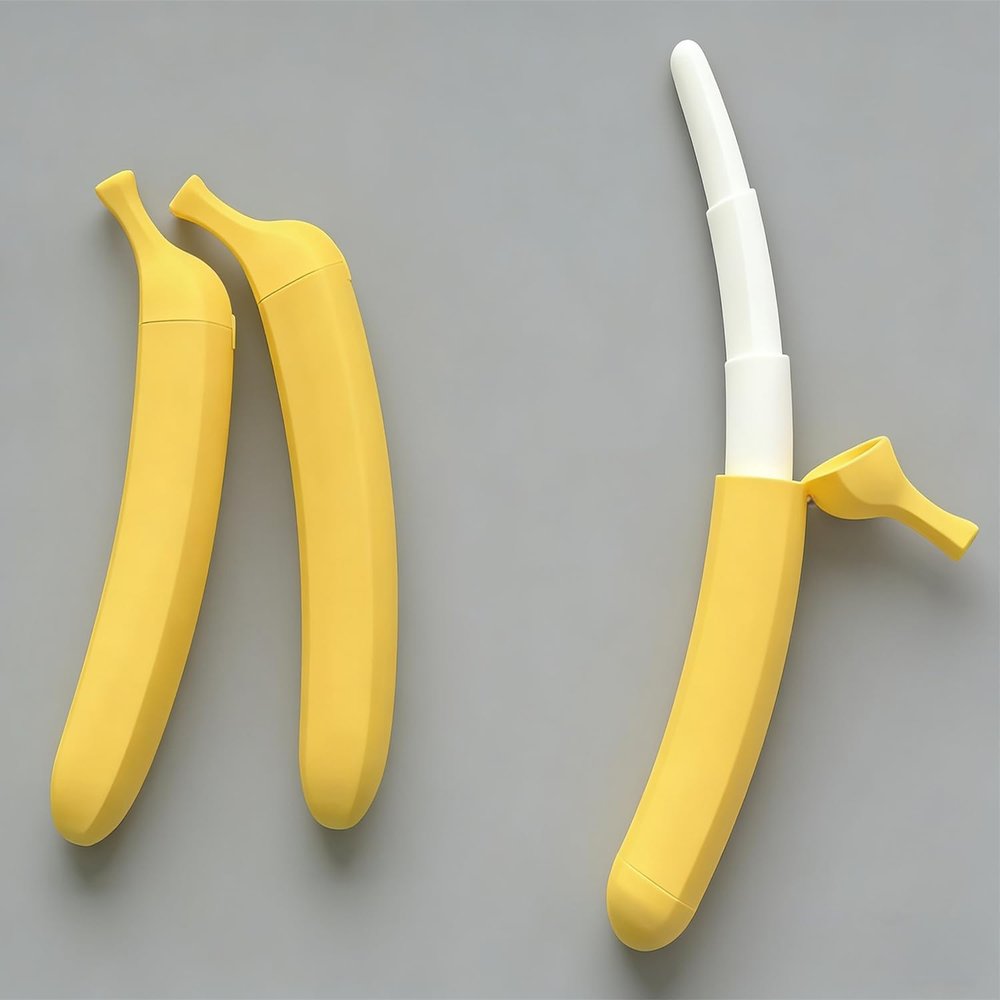 Retractable Banana Sword, 3D Printed Plastic Extendable Novelty Katana Wand, Yellow Fun Role-Playing Toy for Boys, Girls, Men, and Women (Inner White)
