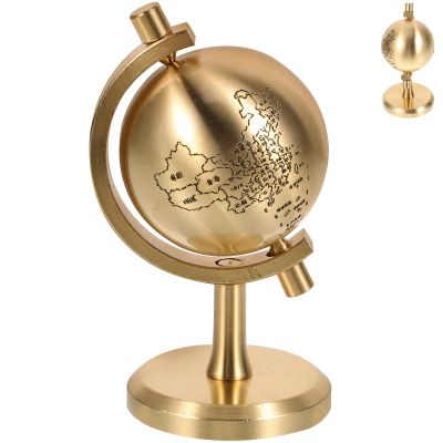 BESPORTBLE Rotating Small Copper Globe with Base Elegant Desktop Ornament for Home and Office Decor Copper Material Car and Office Decoration Accessory Stylish Idea