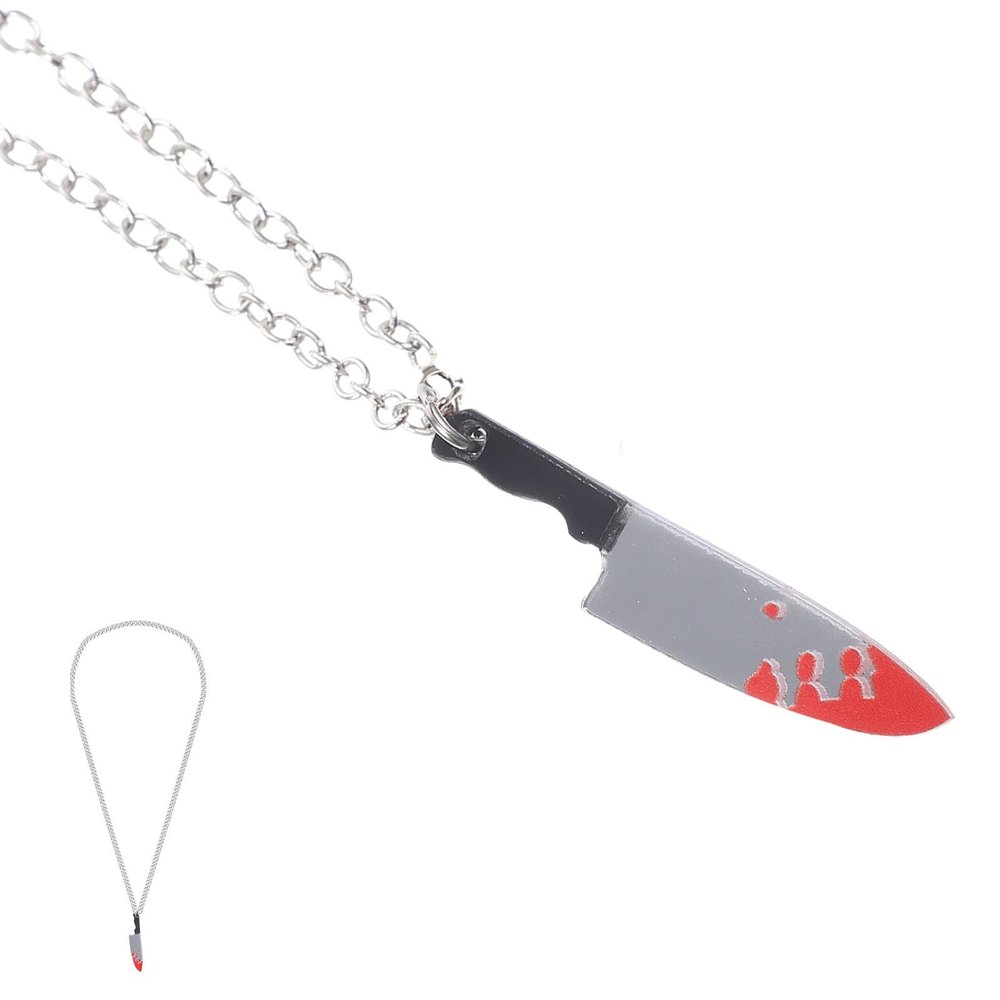 BESPORTBLE Bloody Cutter Necklace Gothic Pendant Necklace for Men and Teens Punk Style Single Wing Charm Halloween Jewelry Unique Streetwear Accessory for Boys and Friends