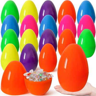 Jyluma 18 Pcs 10 Inch Jumbo Easter Eggs Plastic Colorful Giant Easter Eggs for Easter Gift Basket Fillers Refillable Huge Easter Eggs for Easter Hunting Game Party Decor