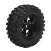 4PCS 1.9in RC Tire Wheel, Heavy Duty Rubber Tires with Strong Grip Pattern, Red Frame 6 Holes Shock RC Car Parts for Axial 1/10 Scale RC Crawler, Compatible with HSP, Red view 2