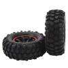 4PCS 1.9in RC Tire Wheel, Heavy Duty Rubber Tires with Strong Grip Pattern, Red Frame 6 Holes Shock RC Car Parts for Axial 1/10 Scale RC Crawler, Compatible with HSP, Red view 4