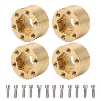 4Pcs Wheel Hex Hub Widen Brass Weight, RC Car Accessories, Wear Proof Wheel Hex Widen Adapter for 1.9in 2.2in Hub, Compatible with Axial SCX10 Capra VS4 10 Gen8 RC Trailer, Enhance (12mm)