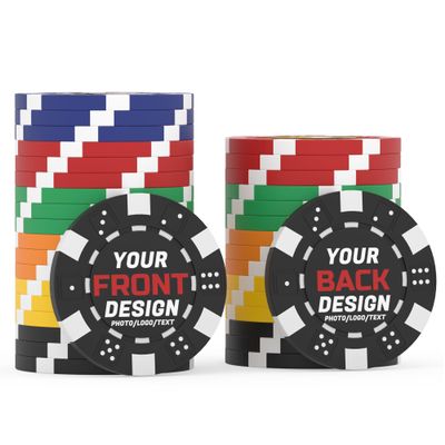 50-500 Custom Poker Chips with Full-color Print, Double-sided Personalized Clay Poker Chips with Logo or Photo, 11.5 Gram Casino, Style Chips, 40mm Diameter, Custom Tokens for Events, Party, Games