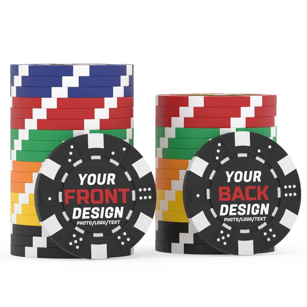 50-500 Custom Poker Chips with Full-color Print, Double-sided Personalized Clay Poker Chips with Logo or Photo, 11.5 Gram Casino, Style Chips, 40mm Diameter, Custom Tokens for Events, Party, Games