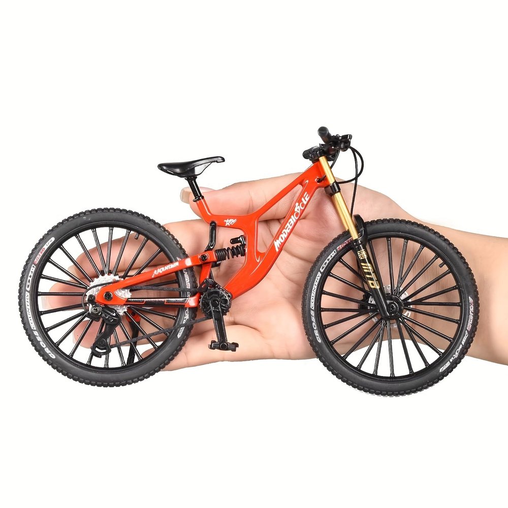 Generisch Finger Bicycle Model, 1:10 Mountain Bike Model Toy, Finger Mountain Bike Model Ornaments, Miniature Fingers Bike, Mini Bend Bicycle Models (Red)