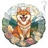 10-Inch Metal Wind Spinner Shiba Inu with Himalayan Wild Flower 3D Dog Wind Spinner, Unique Metal Hanging Kinetic Wind Sculpture Ornament Yard Art Garden Patio Lawn Indoor Outdoor Decor view 1