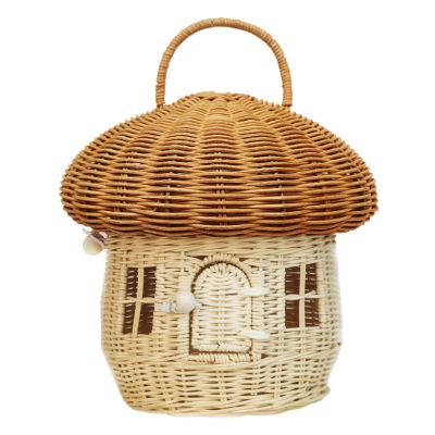 Acorn Shaped Wicker Handbag - Handwoven Rattan Straw Crossbody Bag | Mushroom Design Naturals Basket Purse(A)