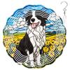 10-Inch Metal Wind Spinner Border Collie in Yellow Flower Field 3D Dog Wind Spinner, Unique Metal Hanging Kinetic Wind Sculpture Ornament Yard Art Garden Patio Lawn Indoor Outdoor Decor (2) view 1