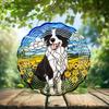 10-Inch Metal Wind Spinner Border Collie in Yellow Flower Field 3D Dog Wind Spinner, Unique Metal Hanging Kinetic Wind Sculpture Ornament Yard Art Garden Patio Lawn Indoor Outdoor Decor (2) view 2