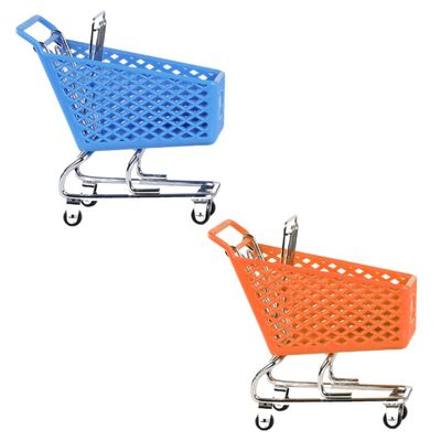 Alasum 2Pcs Creative Mini Shopping Cart Storage Basket Desktop Adornment Organizer for Gadgets and Photography Prop Home Decor Random Color