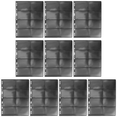 Alasum 10 Sheets Transparent Double-sided Stamp Storage Album Pages Loose-leaf Stamp Collection Holder for Standard Binders Protective PVC Organizer for Collectibles and Postcards