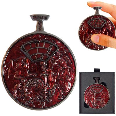 All-in-One DND Dice Roller & Life Counter | Reversible Metal Dice Spinner Pocket Watch Design with 3D Epic Dragon &Monster Art| D4/D6/D8/D10/D12/D20 HP Tracker for D&D, MTG,TTRPG,DM Gifts (Red)