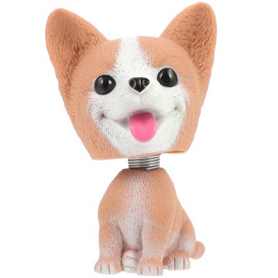 Alasum Mini Corgi Dog Modeling Decor Resin Bobblehead Car Dashboard Ornament Lightweight Portable Gift for Vehicle and Office Tabletop Display