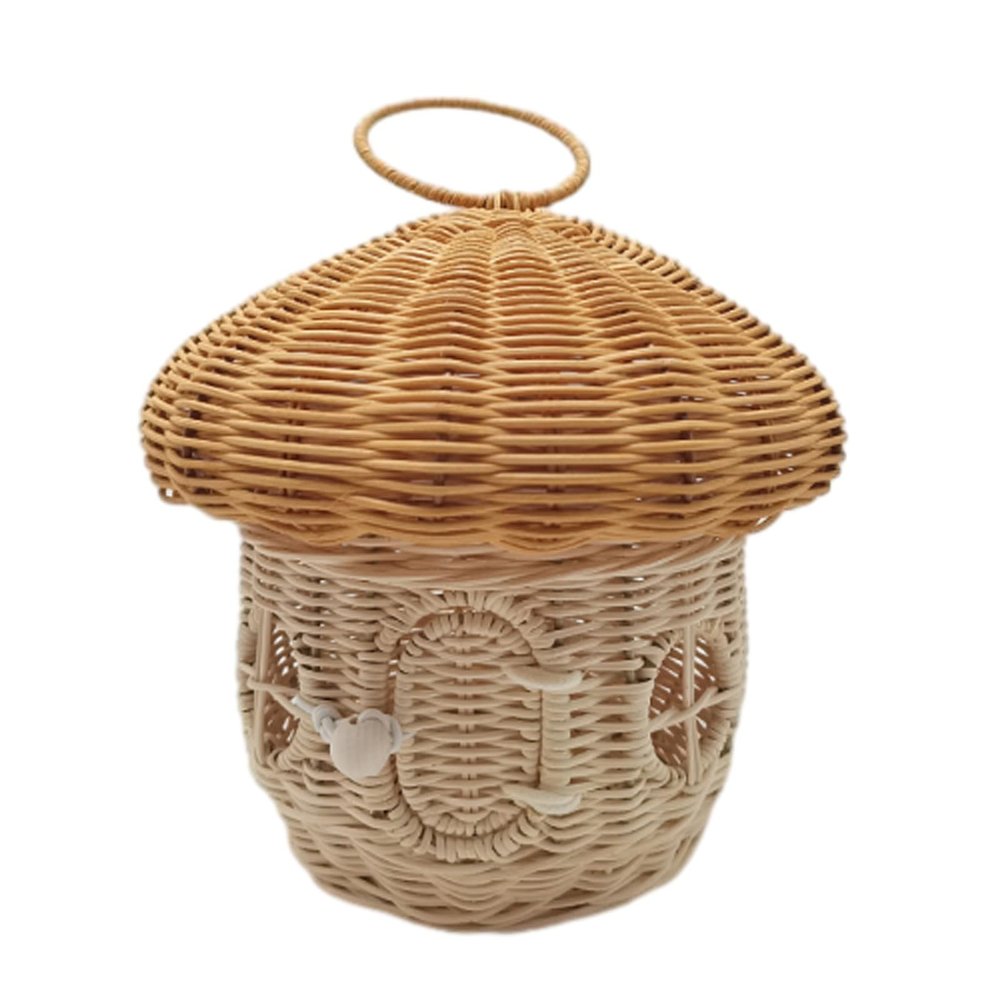 Acorn Shaped Wicker Handbag - Handwoven Rattan Straw Crossbody Bag | Mushroom Design Naturals Basket Purse(C)