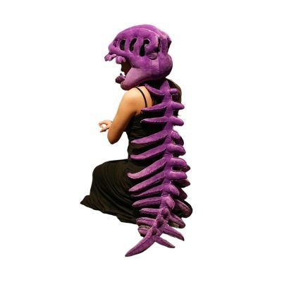 Dinosaur Skeleton Headgear Hat - 4 Colors, Ideal for Party Cosplay Costume and Sofa Lounging Dino Pillows(Purple,75cm)