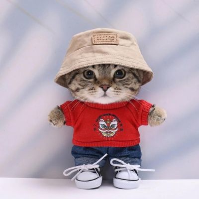 10 cm, 17 cm, 38 cm, Trendy Dolls Change Clothes, Casual and Cute Suits | Multi-Scene Matching (Red Lion T-Shirt Jeans Set)