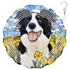 10-Inch Metal Wind Spinner Border Collie in Yellow Flower Field 3D Dog Wind Spinner, Unique Metal Hanging Kinetic Wind Sculpture Ornament Yard Art Garden Patio Lawn Indoor Outdoor Decor (1) view 1