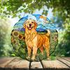 10-Inch Metal Wind Spinner Golden Retriever in Sunflower Field 3D Dog Wind Spinner, Unique Metal Hanging Kinetic Wind Sculpture Ornament Yard Art Garden Patio Lawn Indoor Outdoor Decor view 2