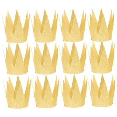 Alasum 12pcs Birthday Crowns Party Hats Gold Glitter Festival Headwear for Boys and Fun Birthday Decoration Accessories