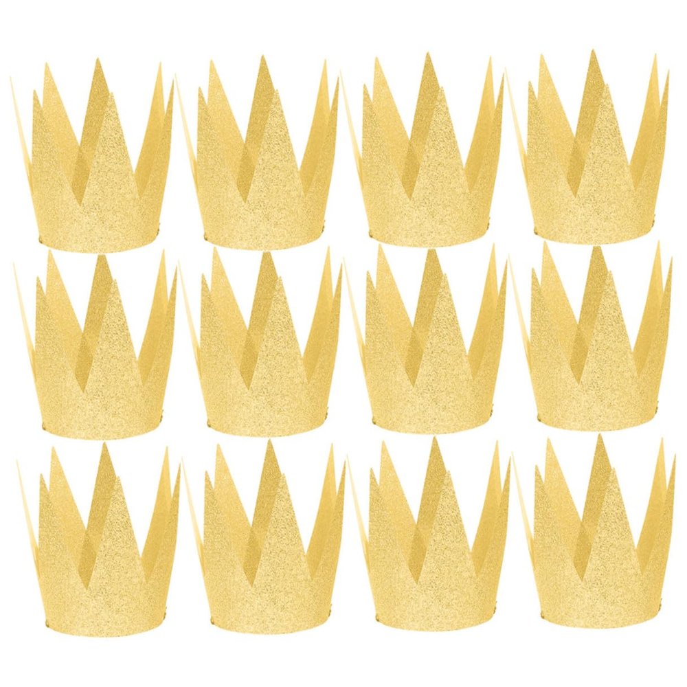 Alasum 12pcs Birthday Crowns Party Hats Gold Glitter Festival Headwear for Boys and Fun Birthday Decoration Accessories