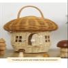 Acorn Shaped Wicker Handbag - Handwoven Rattan Straw Crossbody Bag | Mushroom Design Naturals Basket Purse(D) view 3
