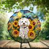 10-Inch Metal Wind Spinner Bichon Frise in Sunflower Field 3D Dog Wind Spinner, Unique Metal Hanging Kinetic Wind Sculpture Ornament Yard Art Garden Patio Lawn Indoor Outdoor Decor (3) view 2