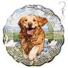 10-Inch Metal Wind Spinner Golden Retriever with Ducks 3D Dog Wind Spinner, Unique Metal Hanging Kinetic Wind Sculpture Ornament Yard Art Garden Patio Lawn Indoor Outdoor Decor view 1
