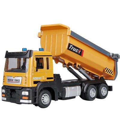 1/50 Scale Tipper Truck Alloy Mini Diecast Toy Car Model Lifting Rod Dump Engineering Transport Truck Sound Light Pull Back Collection Ornament Scaled Vehicles Gifts for Kids