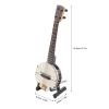 Alomejor Miniature Banjo Hanging Ornament, Mini Musical Instrument Replica with Stand and Storage Box for Dollhouse Decor view 2