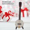 Alomejor Miniature Banjo Hanging Ornament, Mini Musical Instrument Replica with Stand and Storage Box for Dollhouse Decor view 4