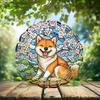 10-Inch Metal Wind Spinner Shiba Inu Under Cherry Blossom Tree 3D Dog Wind Spinner, Unique Metal Hanging Kinetic Wind Sculpture Ornament Yard Art Garden Patio Lawn Indoor Outdoor Decor (1) view 2