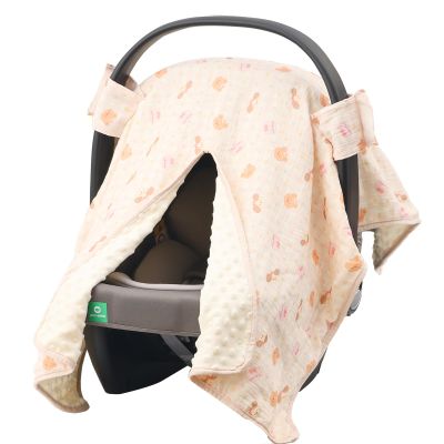 2-in-1 Baby Car Seat Cover, Baby Car Seat Canopy, Mom Nursing CoverEasy to Install ShieldMulti-Purpose | Winter Warm & Summer Shade Use (Light Pink)