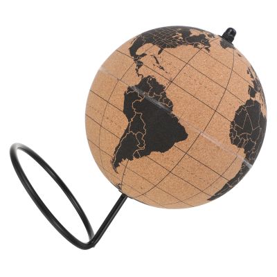 COHEALI Cork World Globe Decorative Desktop Ornament Educational Tabletop Globe for Office and Home Black Nordic Style Practical Learning Tool for Curious and Explorers