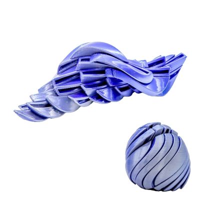 3D Printed Slime Ball Fidget Toy, Gear Sphere Stress Relief Anxiety Toy with Liquid Flow, Twistable Enhancer, Portable Durable Plastic Toys for Home Office Travel(Blue-Silver)