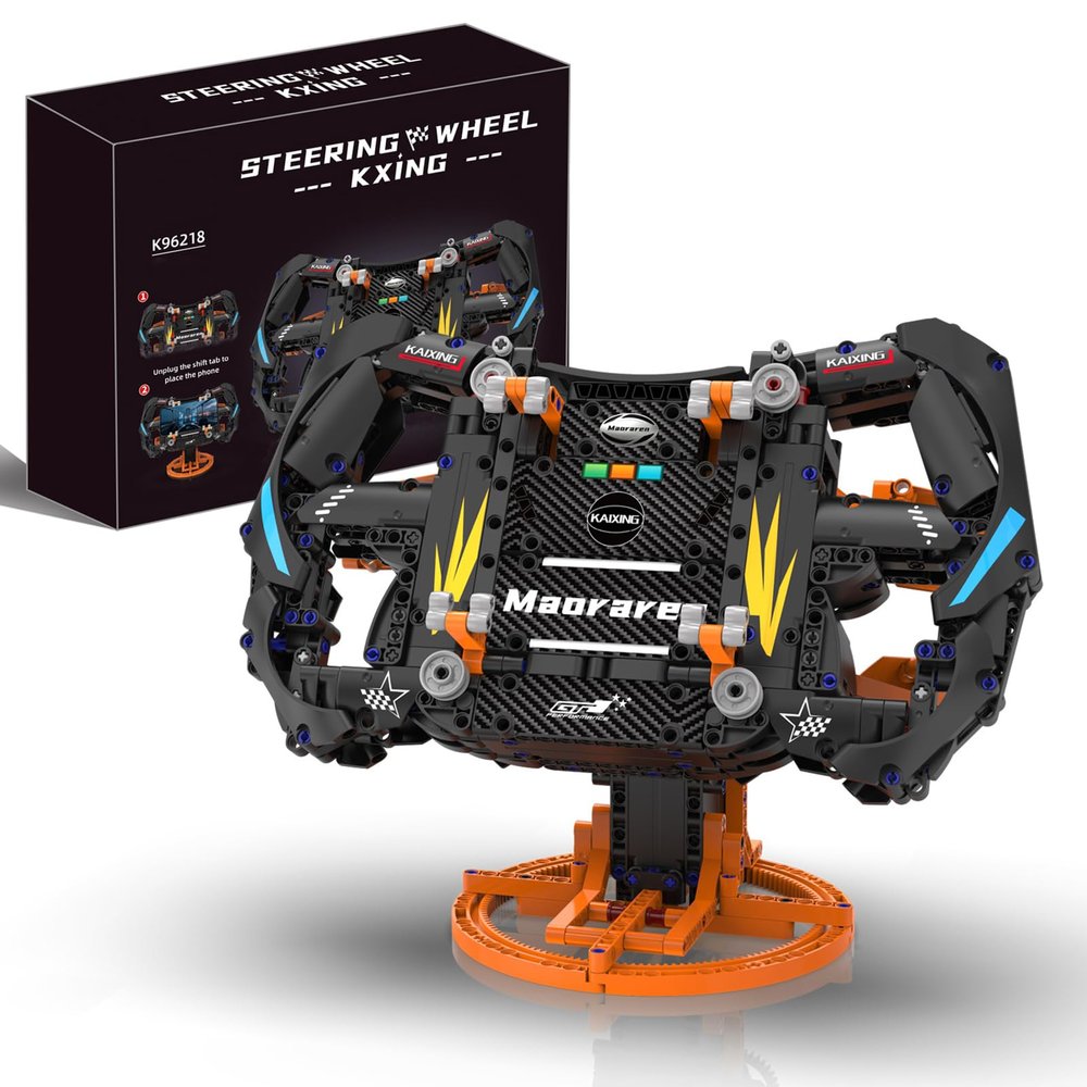 AOUHMN F1 Steering Wheels Building Set for Adults, 1:1 Scale Collectible Race Car Steering Wheel Model Kit with Display Stand, Realistic Features + APP Control, Racing Gift for Birthday, Home Decor