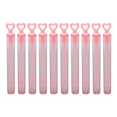 Bubble Wands Heart Shaped Transparent Pink Durable Plastic Portable Bubble Sticks for Wedding Party Holiday 10Pcs 4.1 Inches
