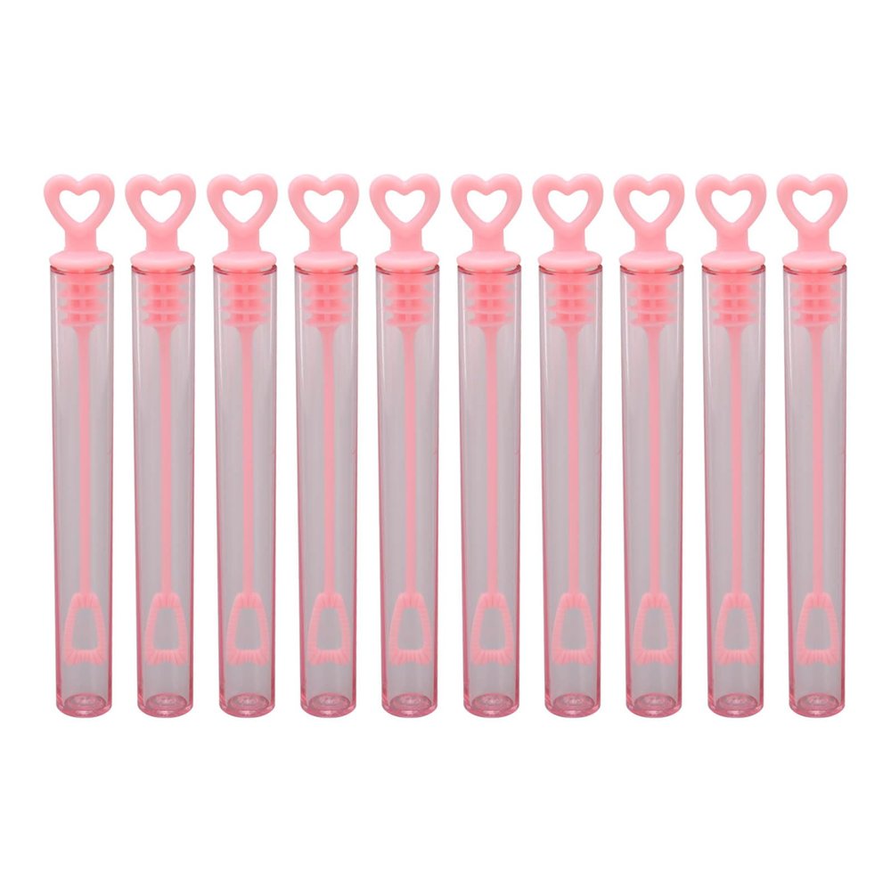 Bubble Wands Heart Shaped Transparent Pink Durable Plastic Portable Bubble Sticks for Wedding Party Holiday 10Pcs 4.1 Inches