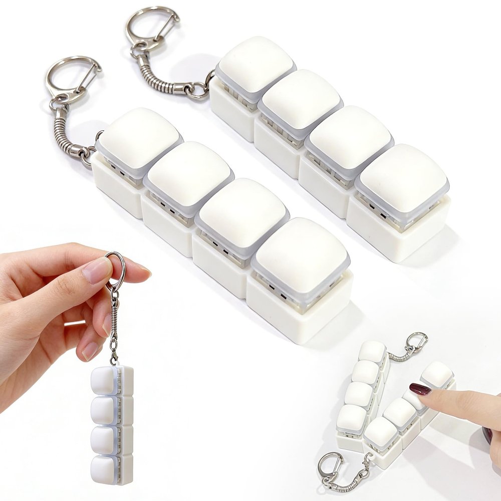 2 Pack Caramel Bread Keyboard Fidget Toy  Crisp Sound,Stress Relief Fidget Clicker Keychain,Quiet Anxiety Toys for Adults at Work, Travel, Home  Anxiety Relief & Focus Boost (Steamed Bun)