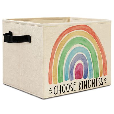 Elefeltclave Boho Rainbow Kids Storage Bins, Choose Kindness Positive Affirmation Collapsible Storage Basket Organizer for Kids Room Nursery Bathroom Clothes Toys Books, Toybox for Boys Girls